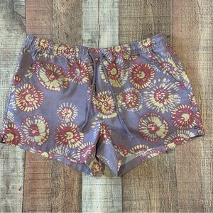 Toad&Co Women’s Boundless Shorts Large Muted Purple Tie Dye Organic Cotton